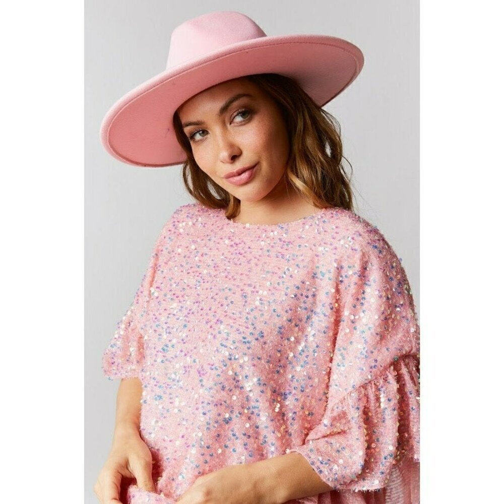Pop The Bubbly Sequin Top in Pink - Picture 2 of 5